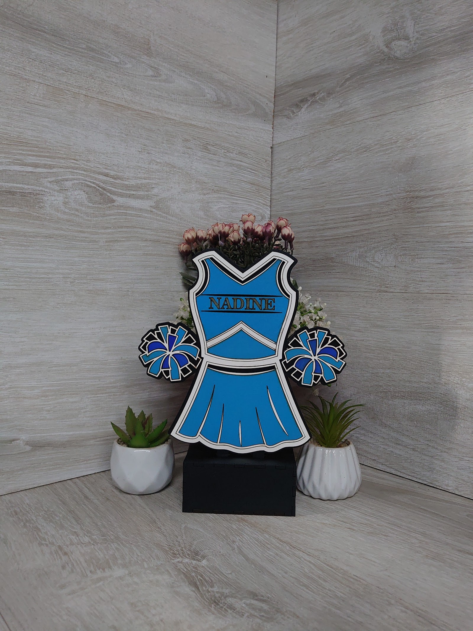 Personalized cheerleading trophy