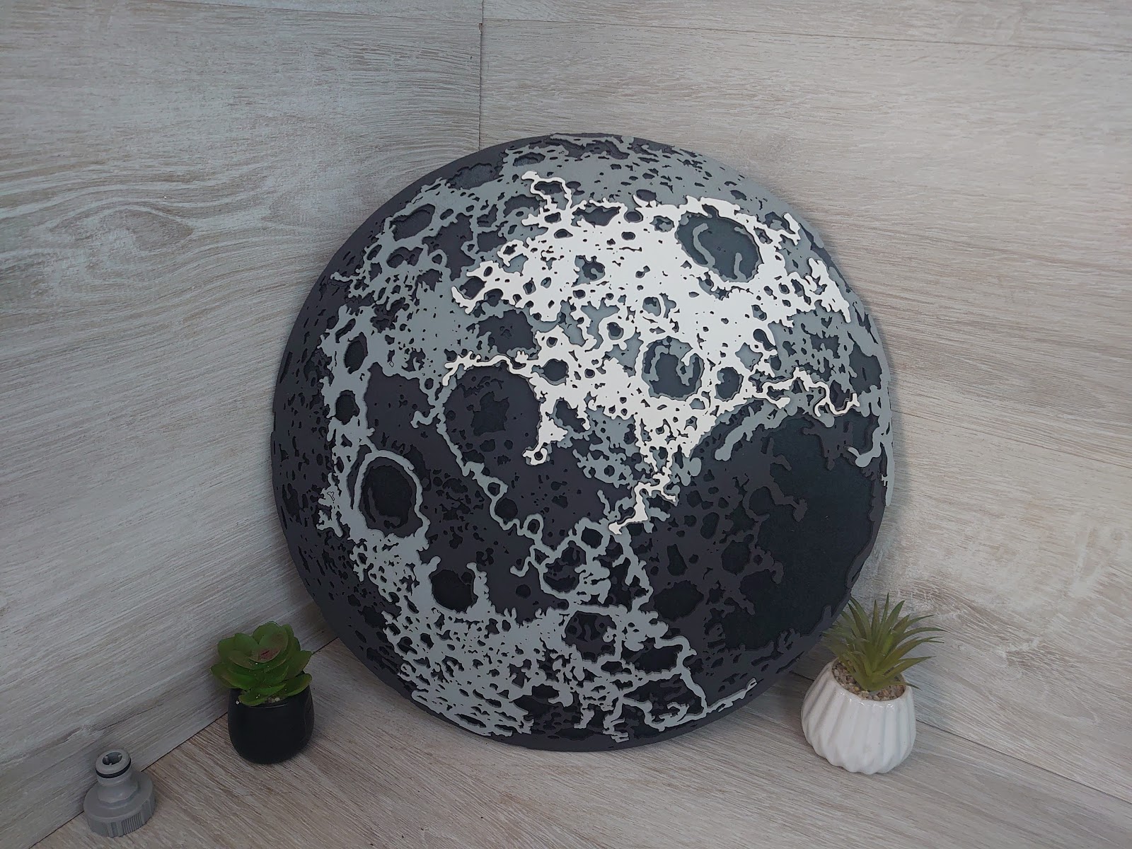 Layered wood moon wall art